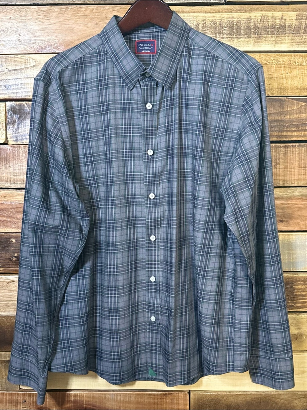 UNTUCKit Gray Plaid Devitt Wrinkle Free Button Down Shirt XL Slim EUC